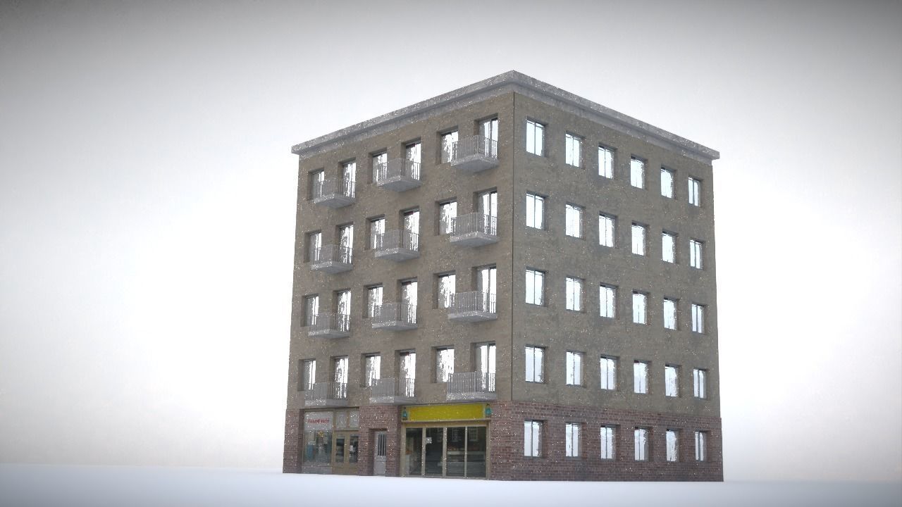 City house Low-poly 3D model_7