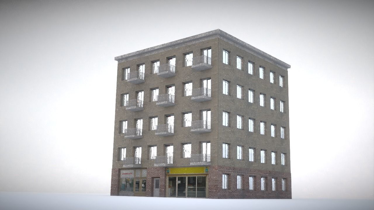 City house Low-poly 3D model_4