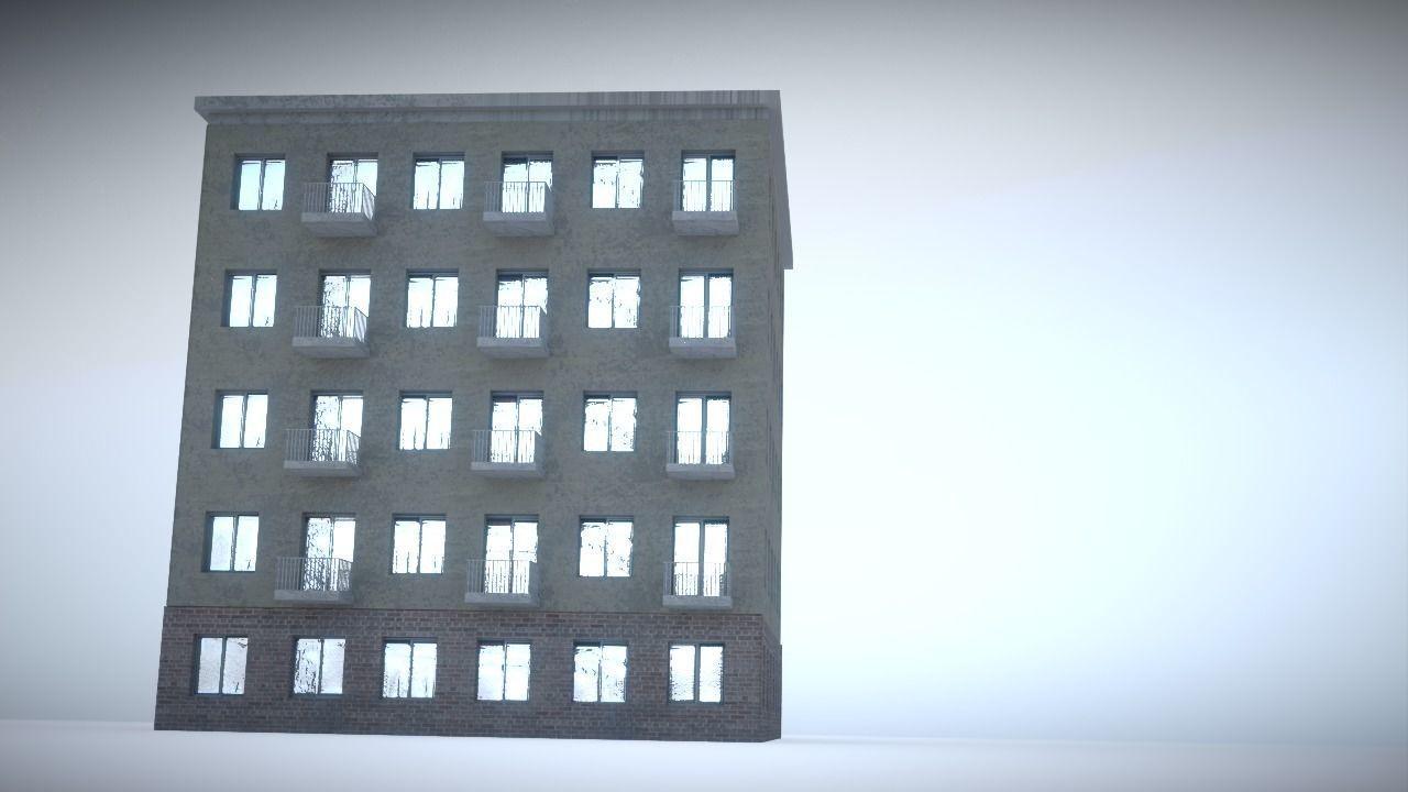 City house Low-poly 3D model_14