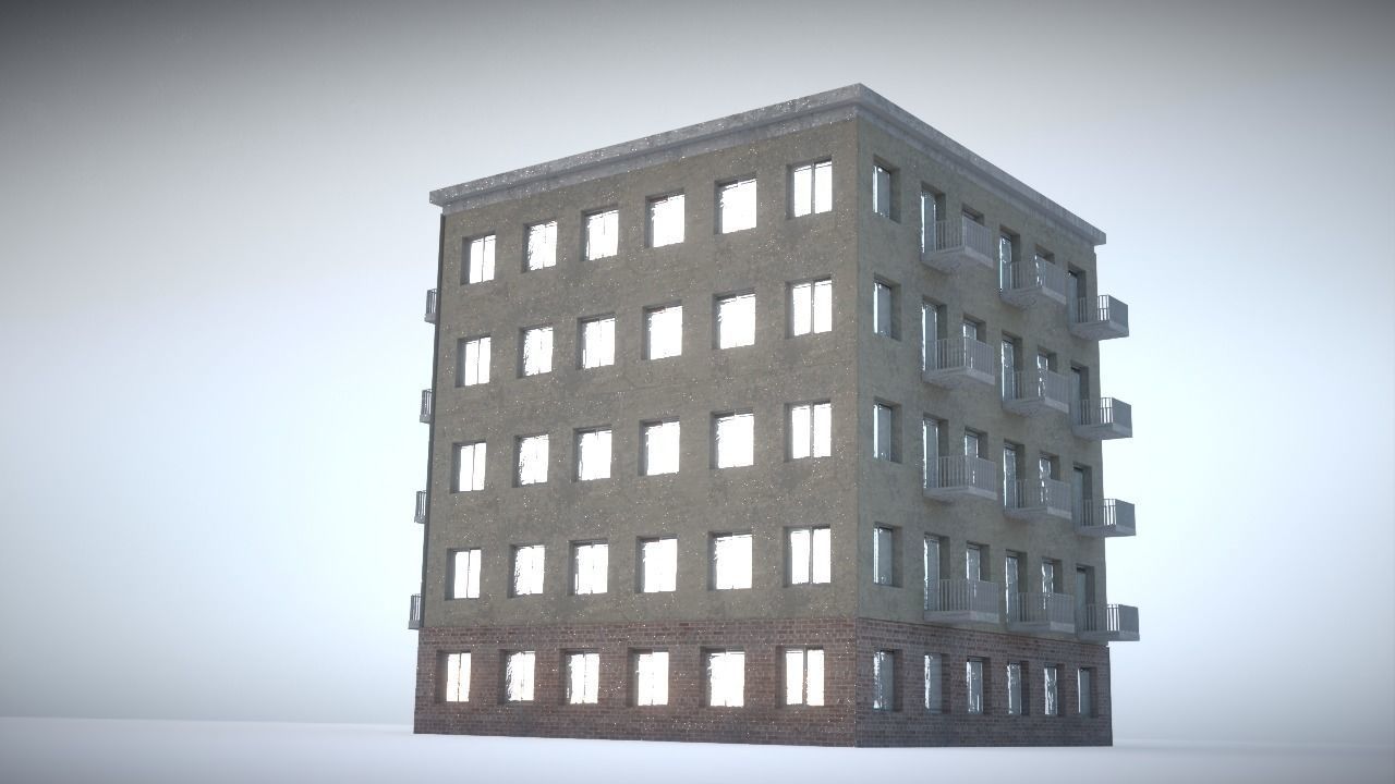 City house Low-poly 3D model_6