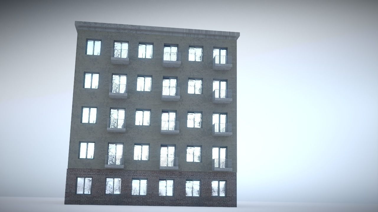 City house Low-poly 3D model_13