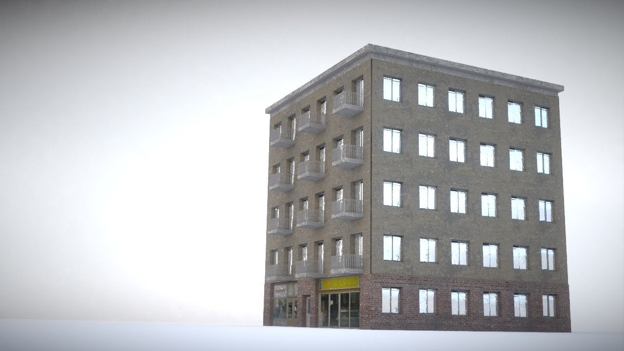 City house Low-poly 3D model_10