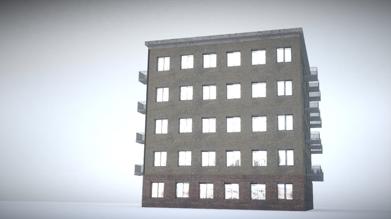 City house Low-poly 3D model_5