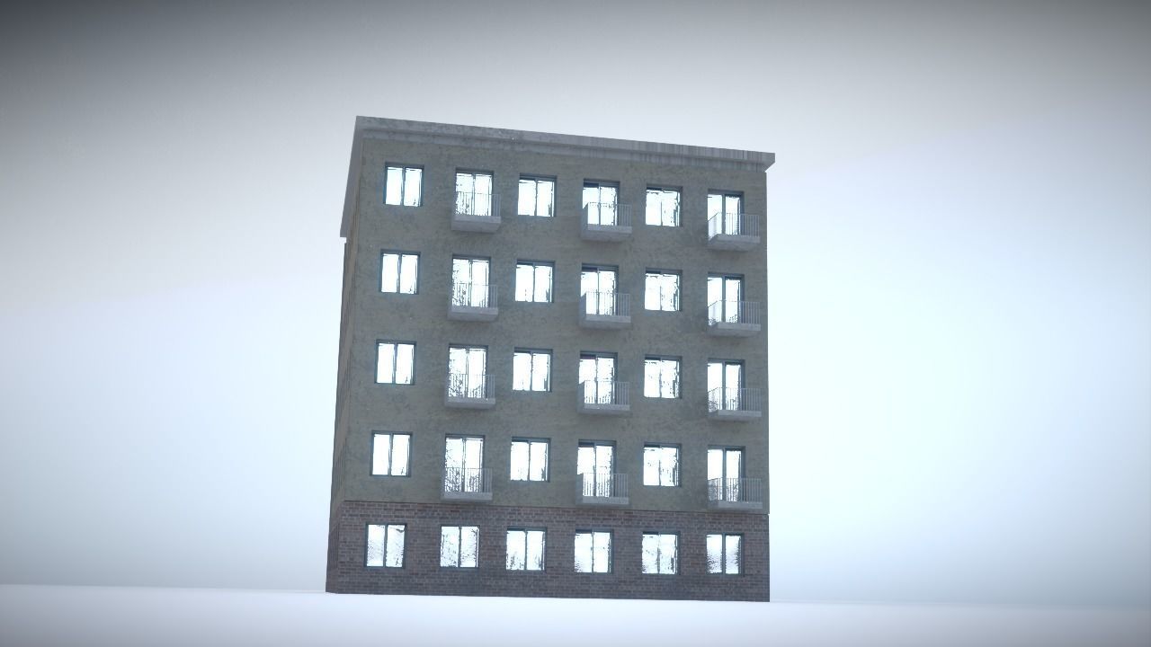 City house Low-poly 3D model_12