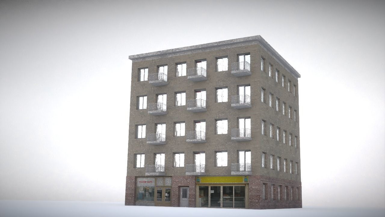 City house Low-poly 3D model_18