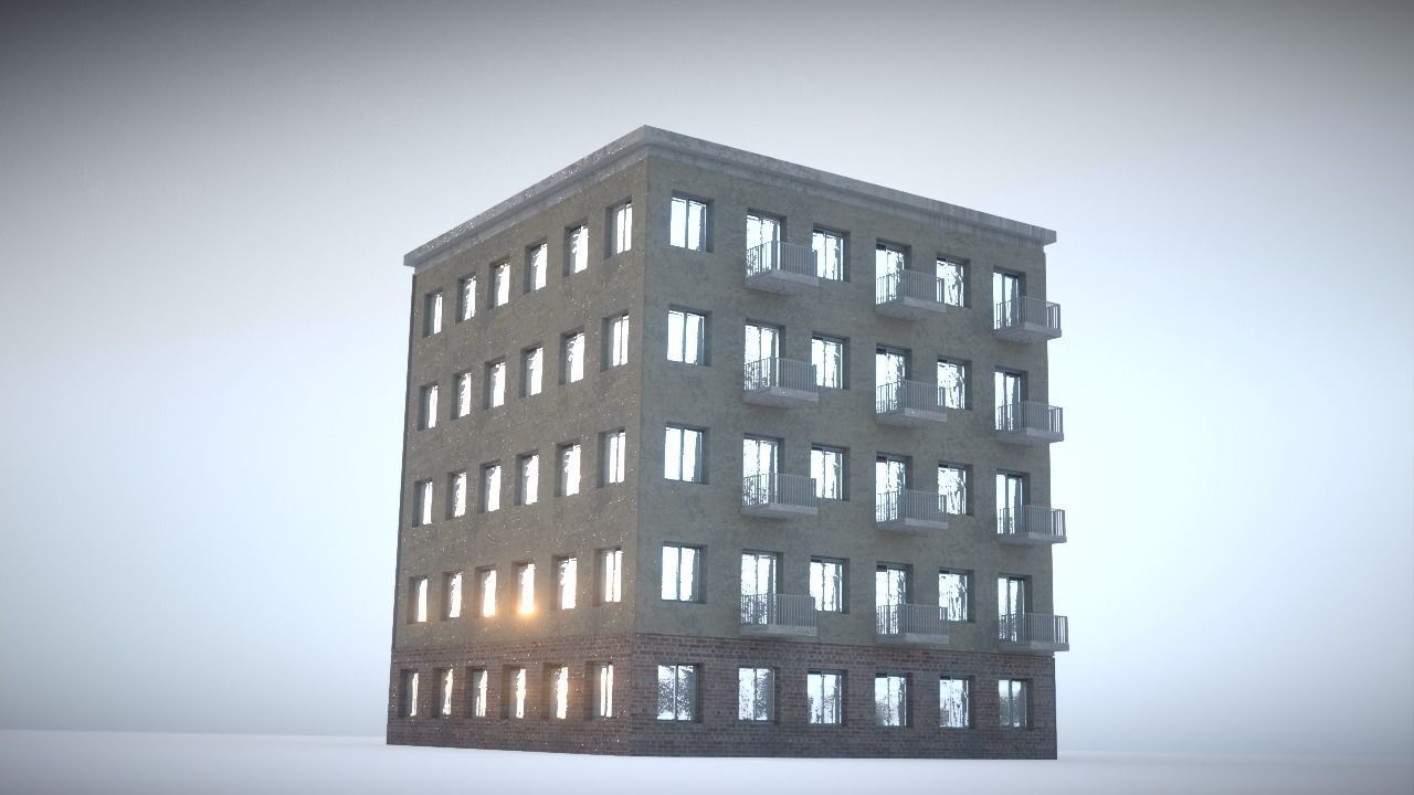 City house Low-poly 3D model_11