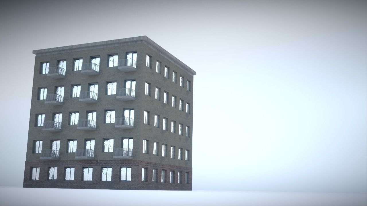 City house Low-poly 3D model_16