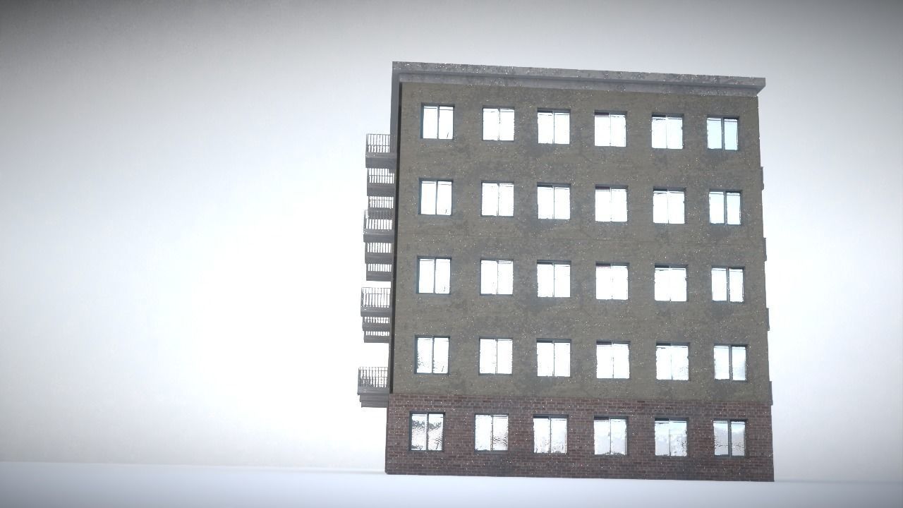 City house Low-poly 3D model_8