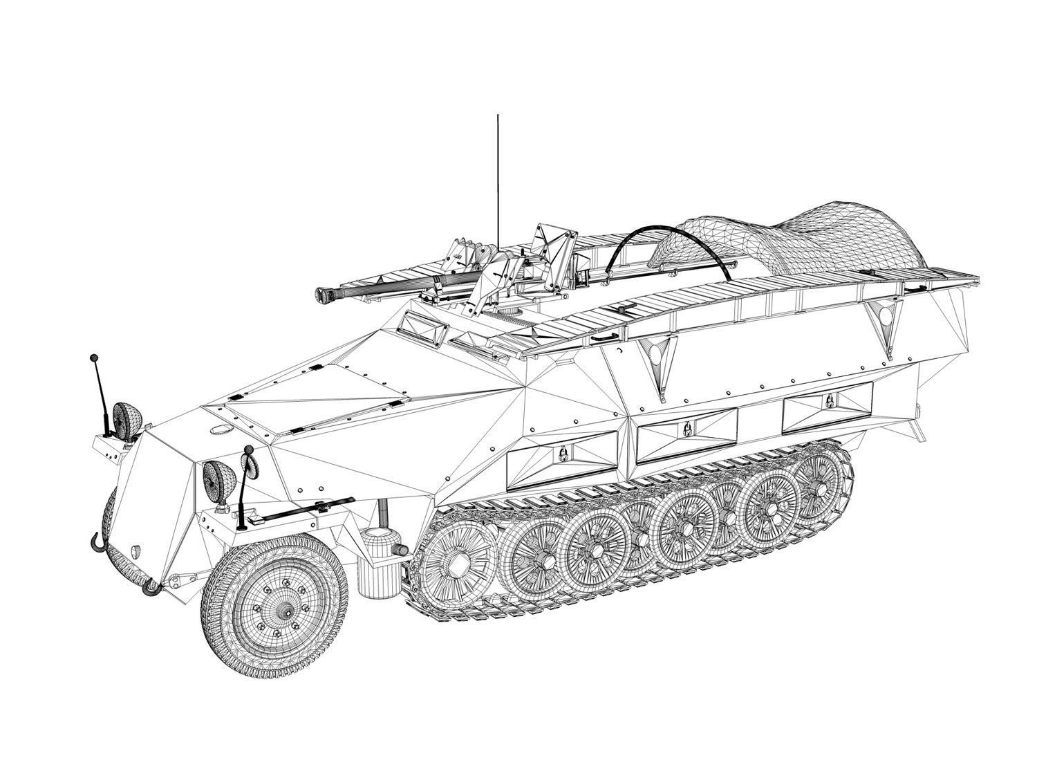 SDKFZ 251 7 Ausf D - Assault Engineer Vehicle 3D model_11