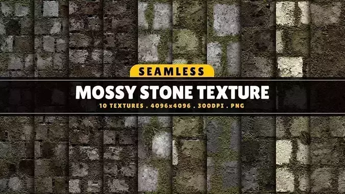 Texture Pack Seamless Mossy Stone Vol 01