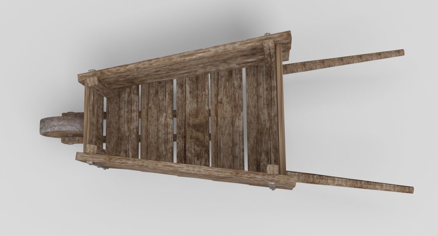 Wooden barrow Free low-poly 3D model_6