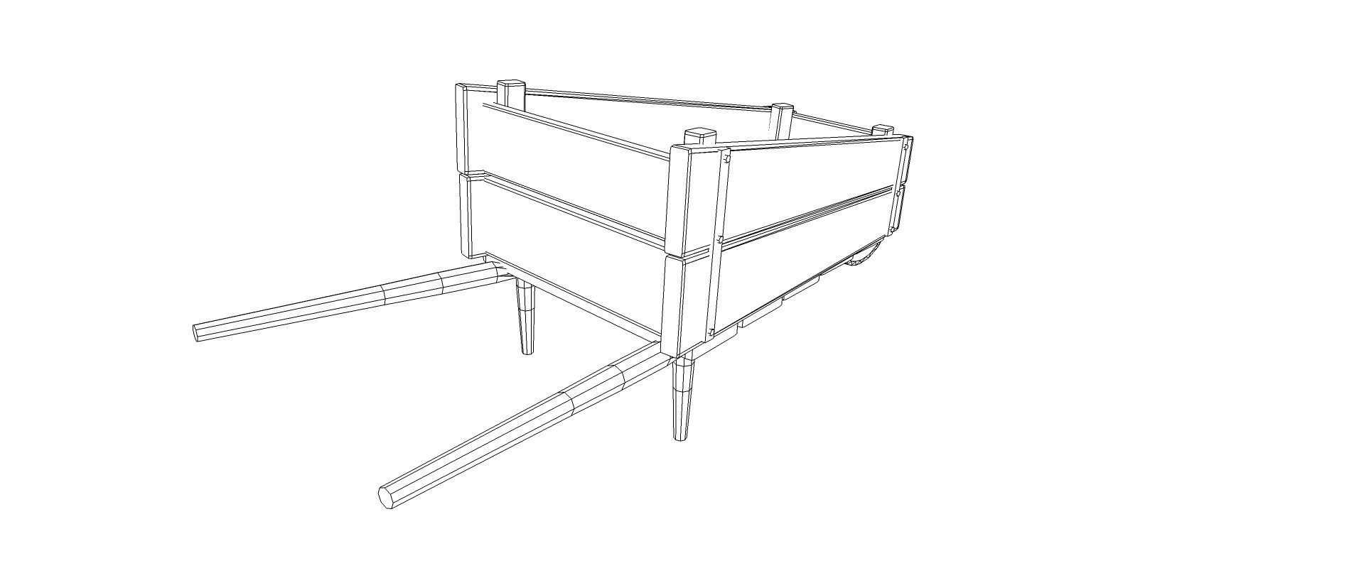 Wooden barrow Free low-poly 3D model_8
