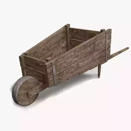 Wooden barrow Free low-poly 3D model
