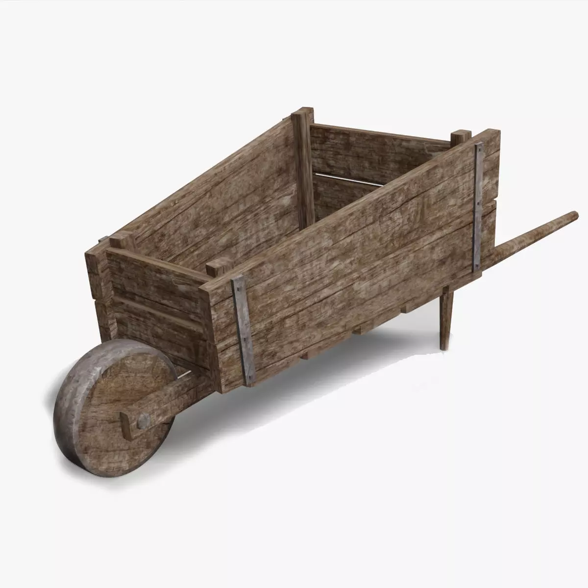 Wooden barrow Free low-poly 3D model_0