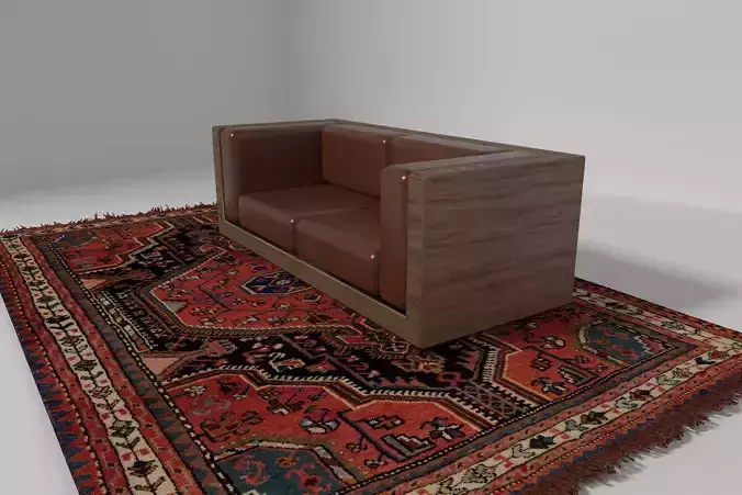 The Simple Leather and Wooden Couch Free low-poly 3D model