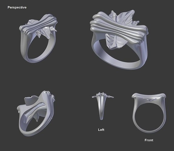 Ring with leaf 3D print model