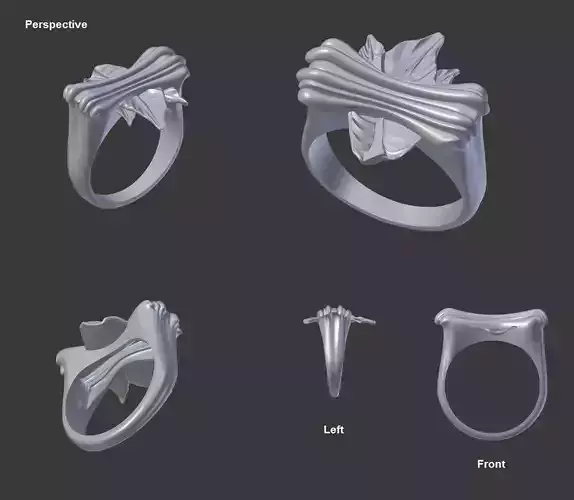 Ring with leaf 3D print model