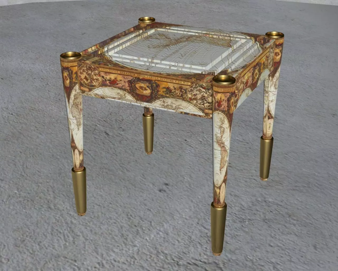 The Table ornate with gold legs 3D model_0