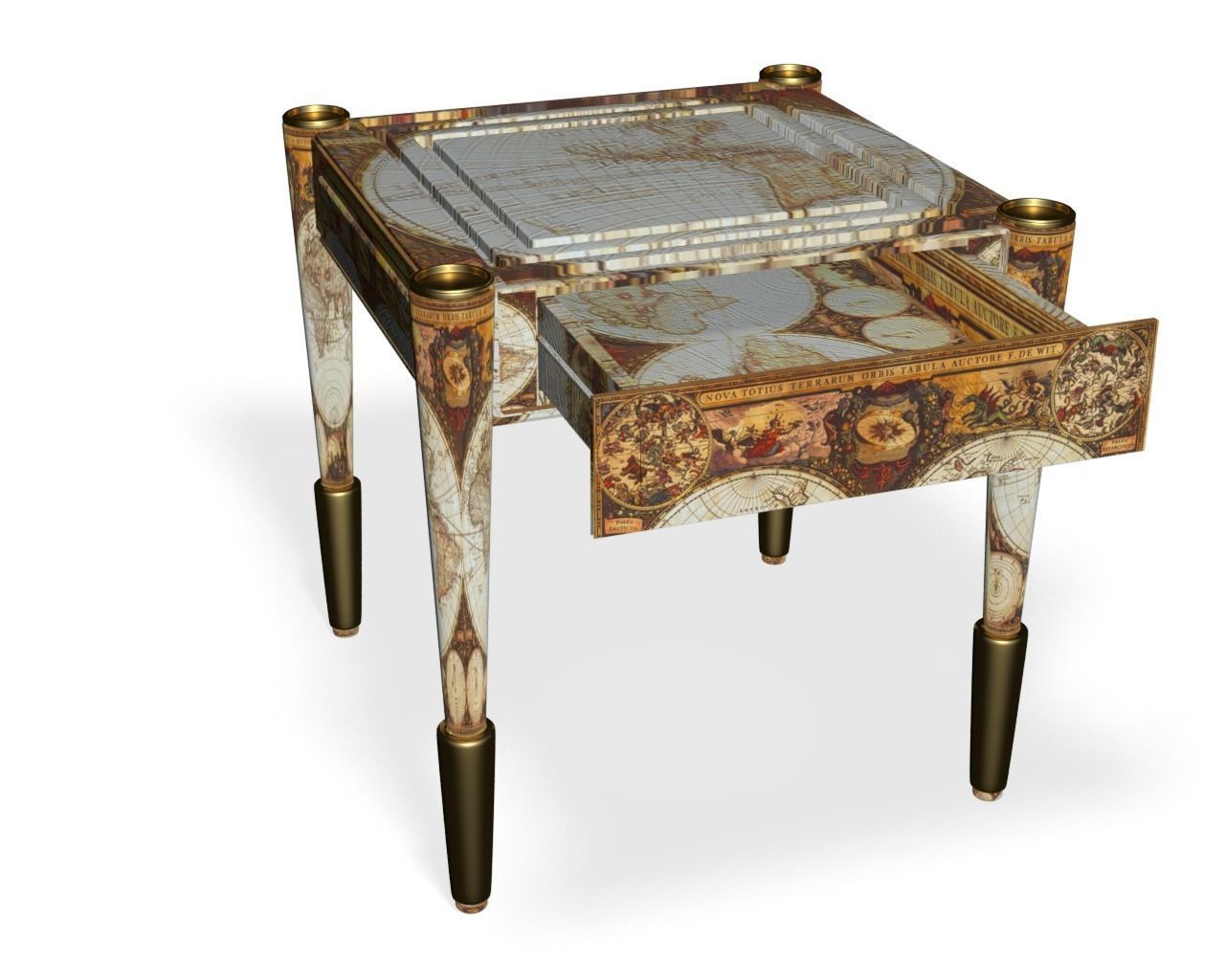 The Table ornate with gold legs 3D model_1