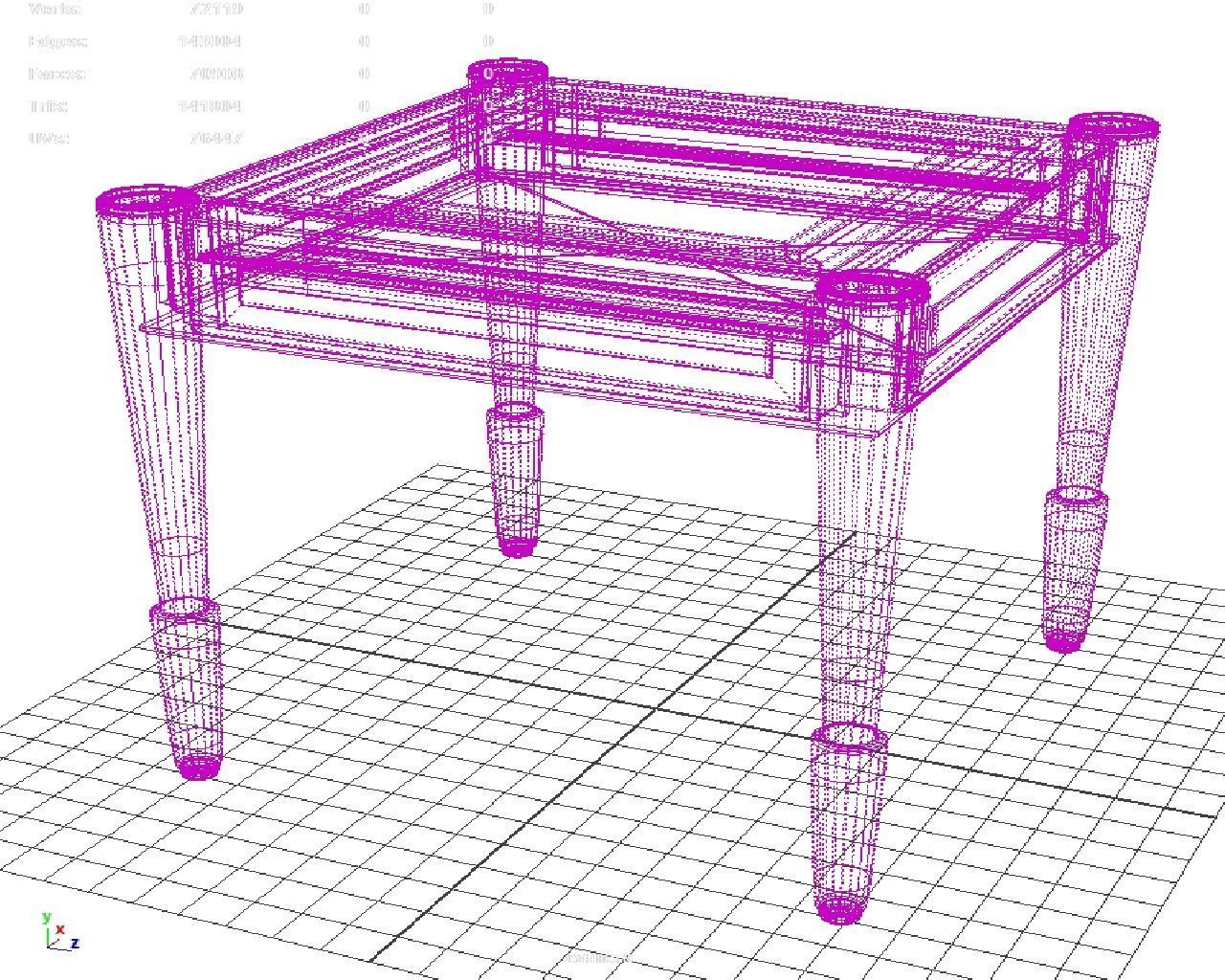 The Table ornate with gold legs 3D model_5