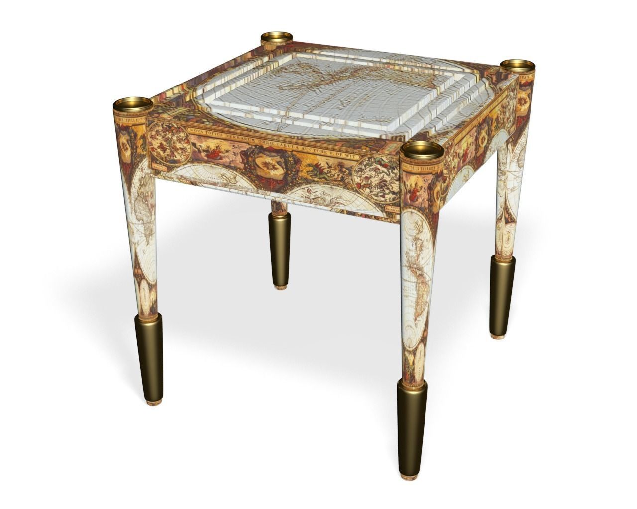 The Table ornate with gold legs 3D model_2