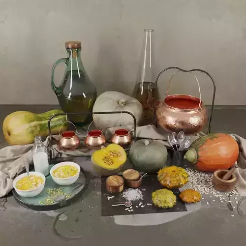  Decor set with pumpkins 3D model