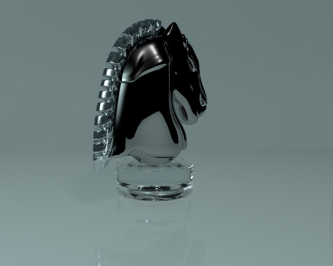 Horse Glass Statuette 3D model_2