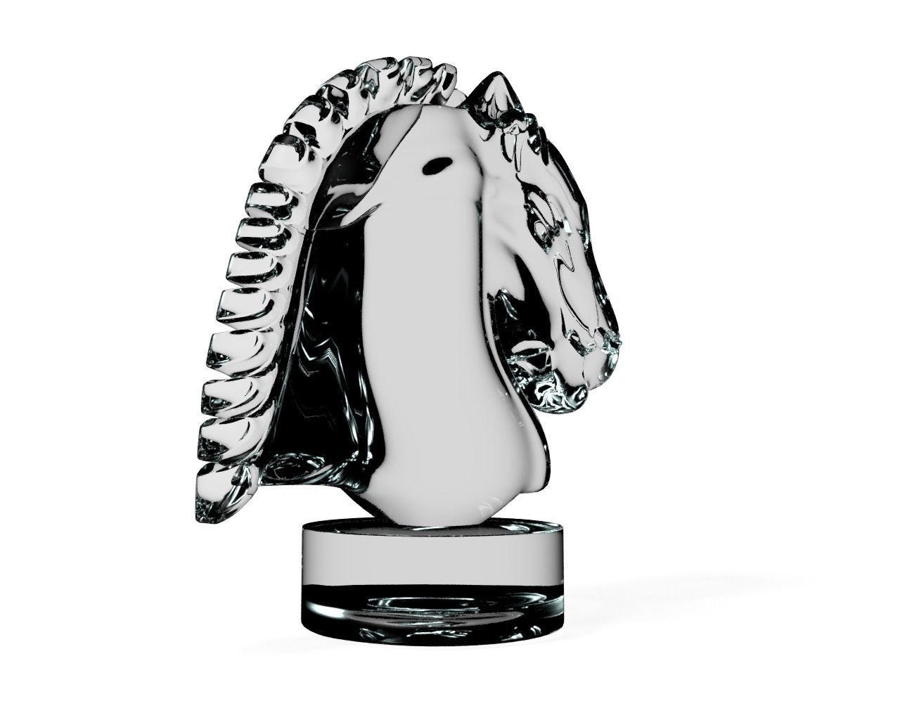 Horse Glass Statuette 3D model_5