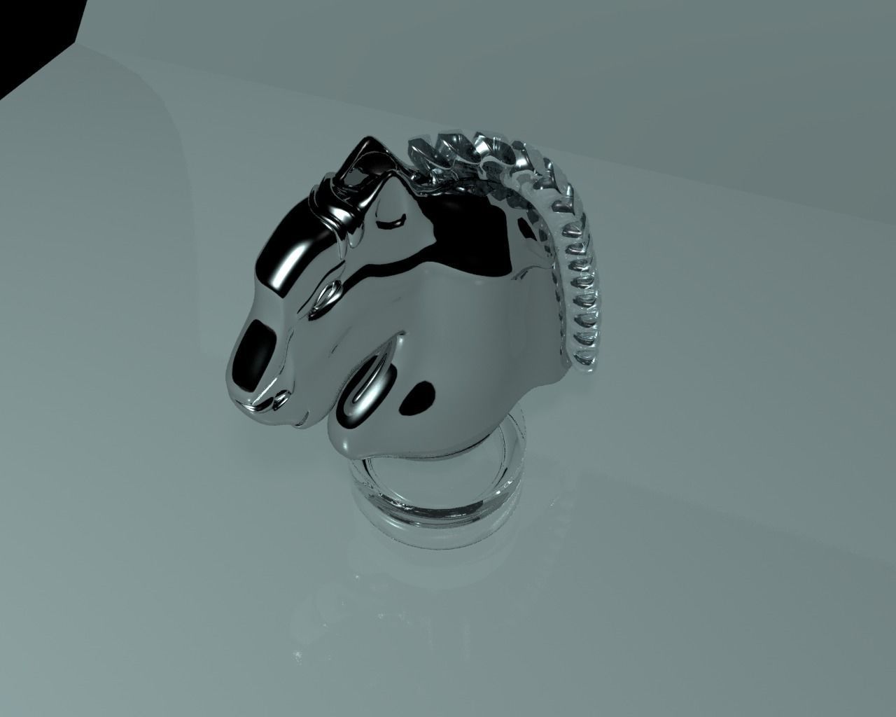 Horse Glass Statuette 3D model_3