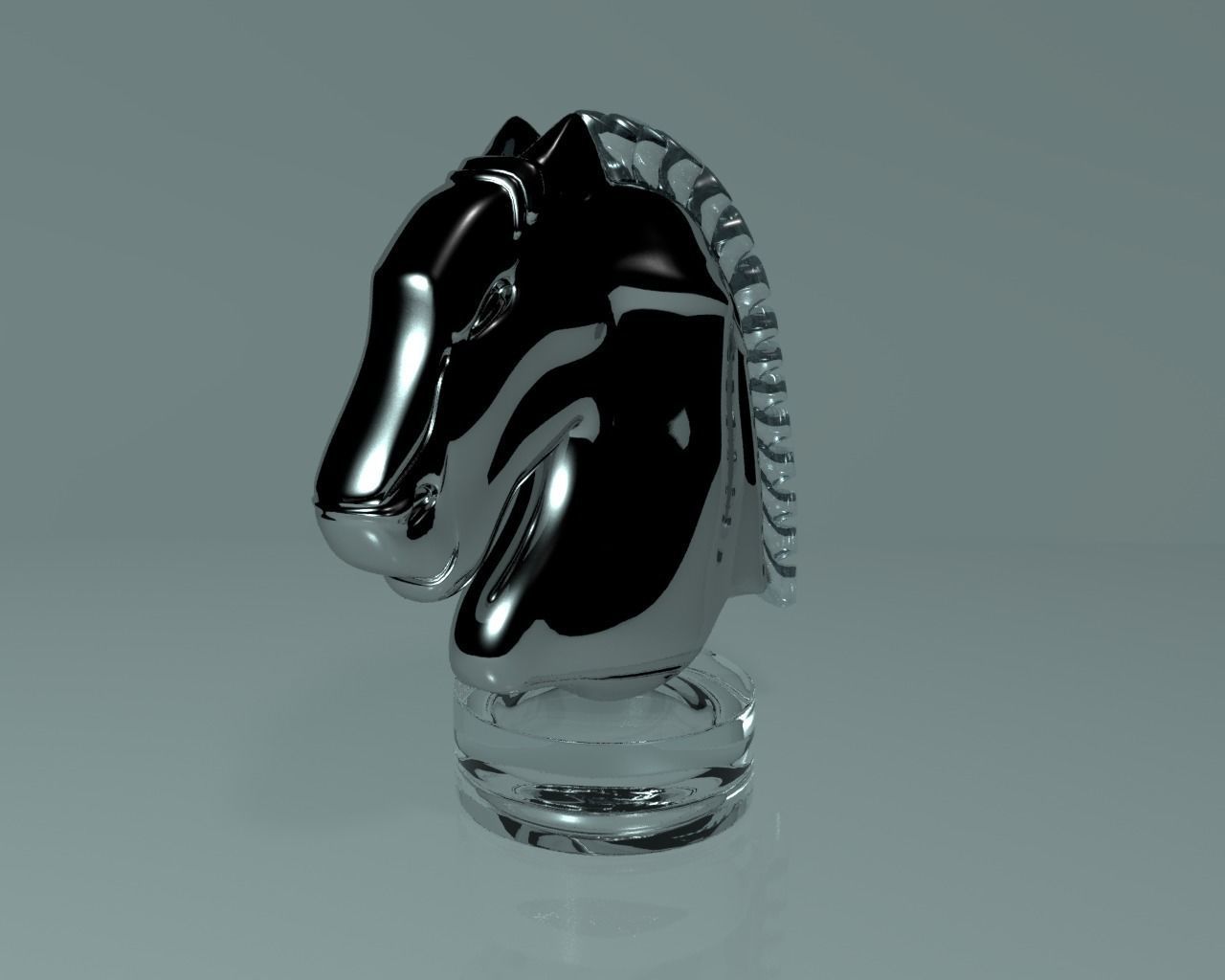 Horse Glass Statuette 3D model_4