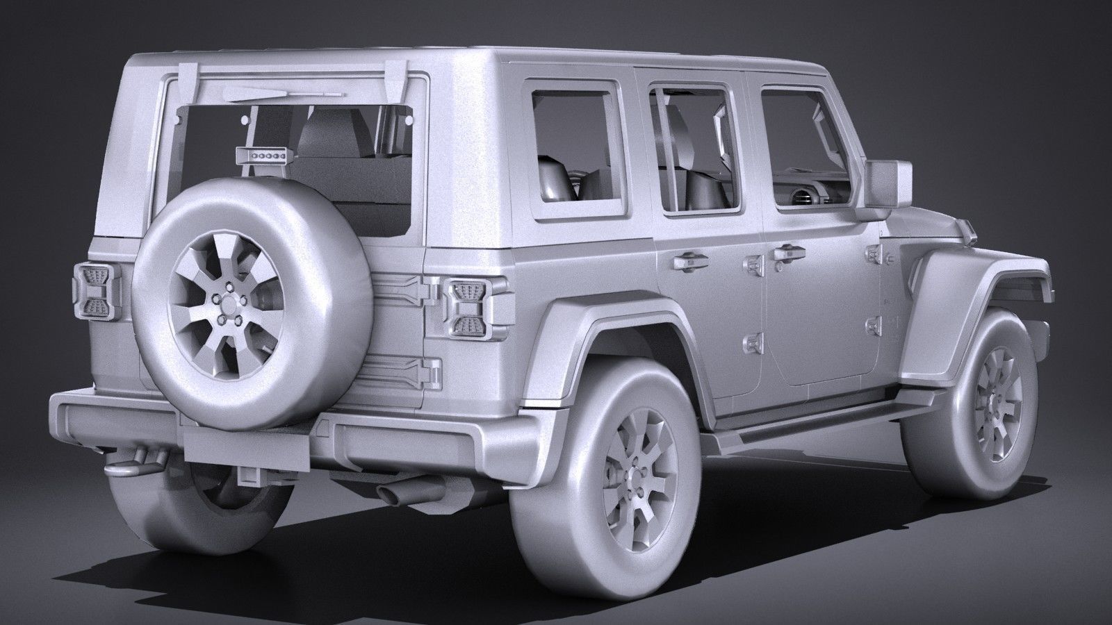 LowPoly Jeep Wrangler Sahara 2018 Low-poly 3D model_11
