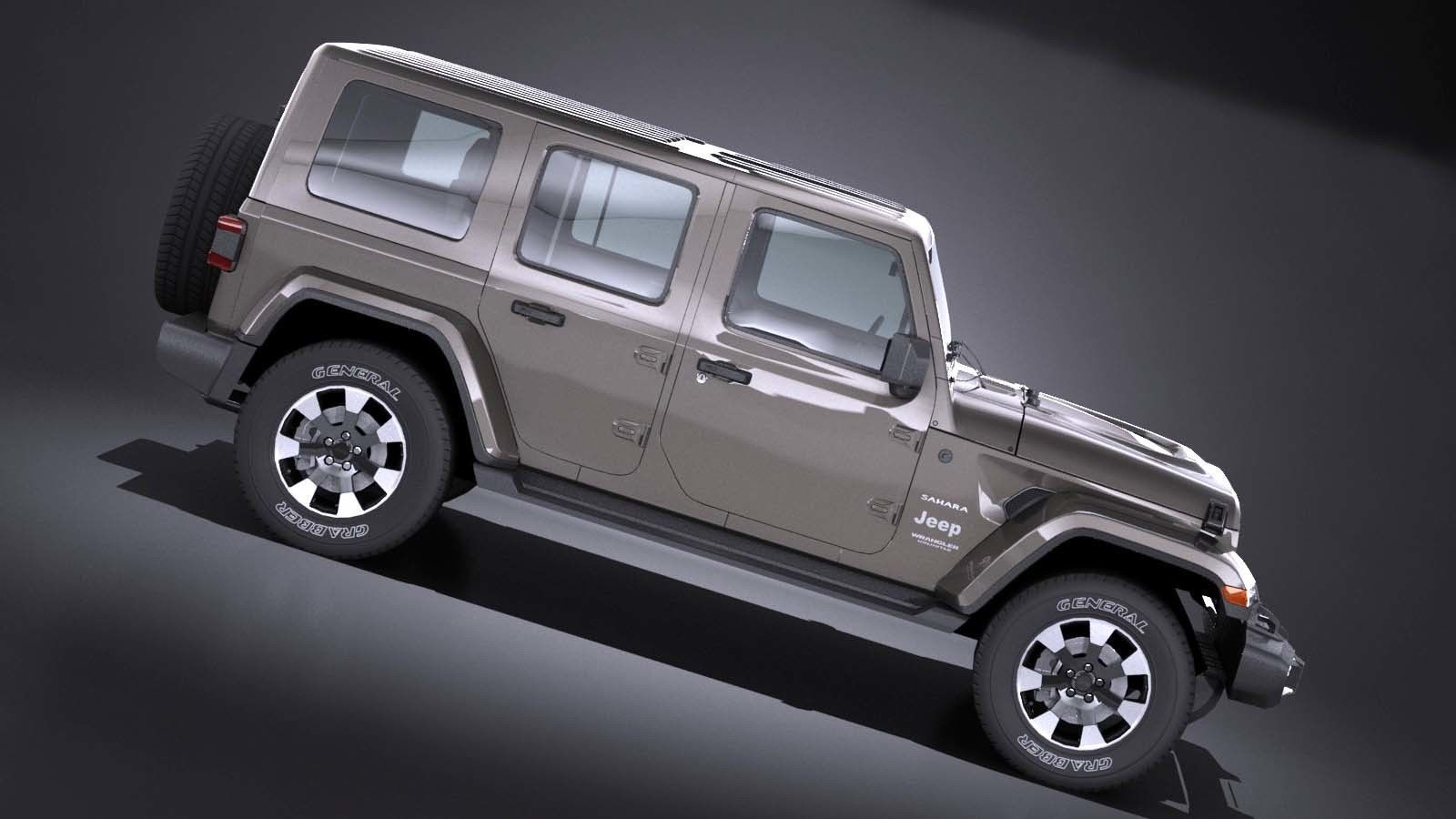 LowPoly Jeep Wrangler Sahara 2018 Low-poly 3D model_6
