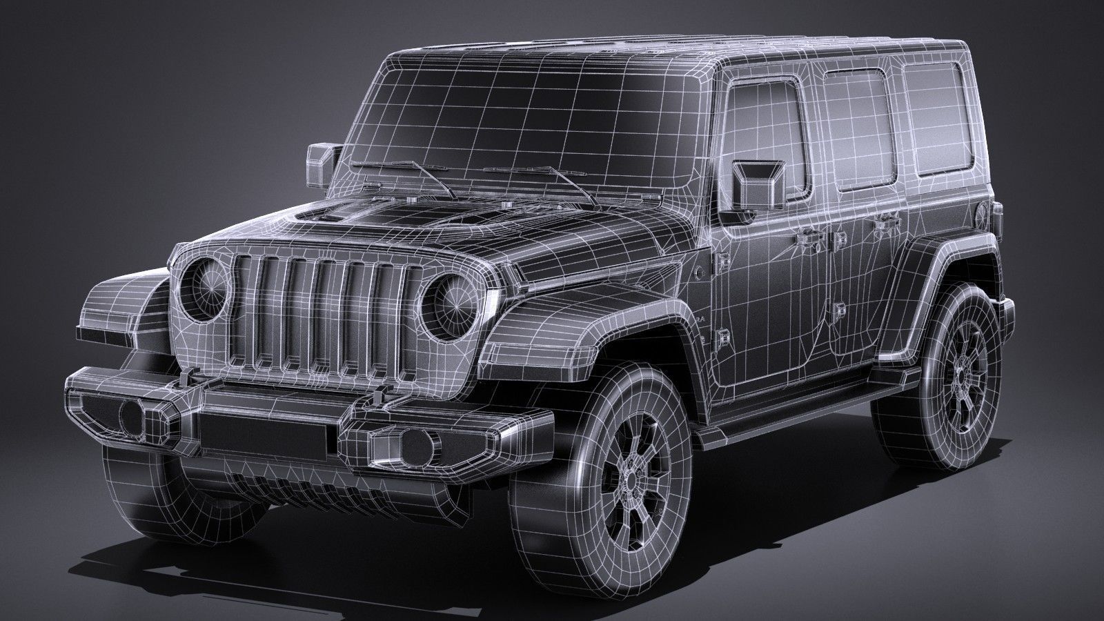 LowPoly Jeep Wrangler Sahara 2018 Low-poly 3D model_13