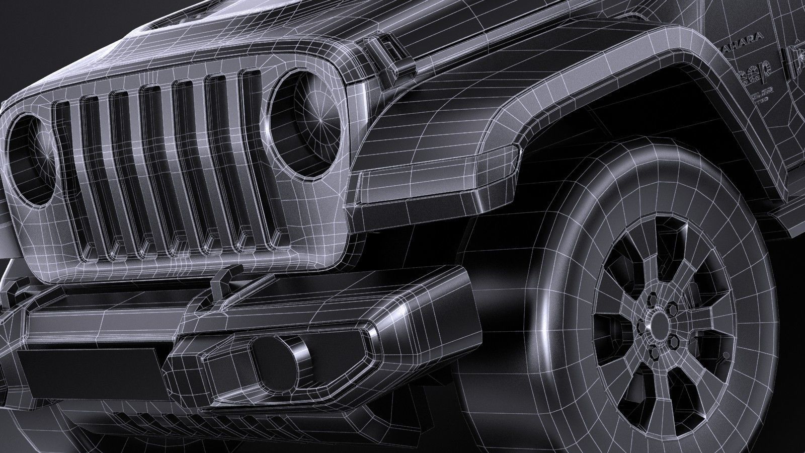 LowPoly Jeep Wrangler Sahara 2018 Low-poly 3D model_14