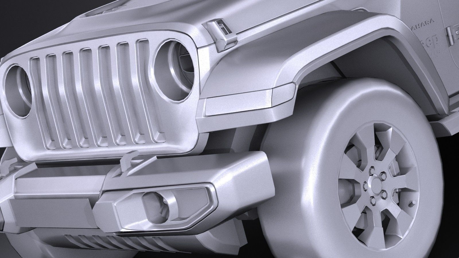 LowPoly Jeep Wrangler Sahara 2018 Low-poly 3D model_9