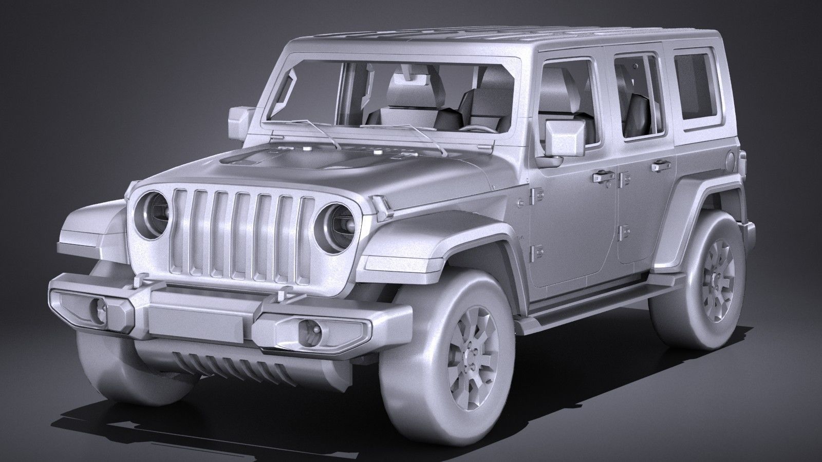 LowPoly Jeep Wrangler Sahara 2018 Low-poly 3D model_8