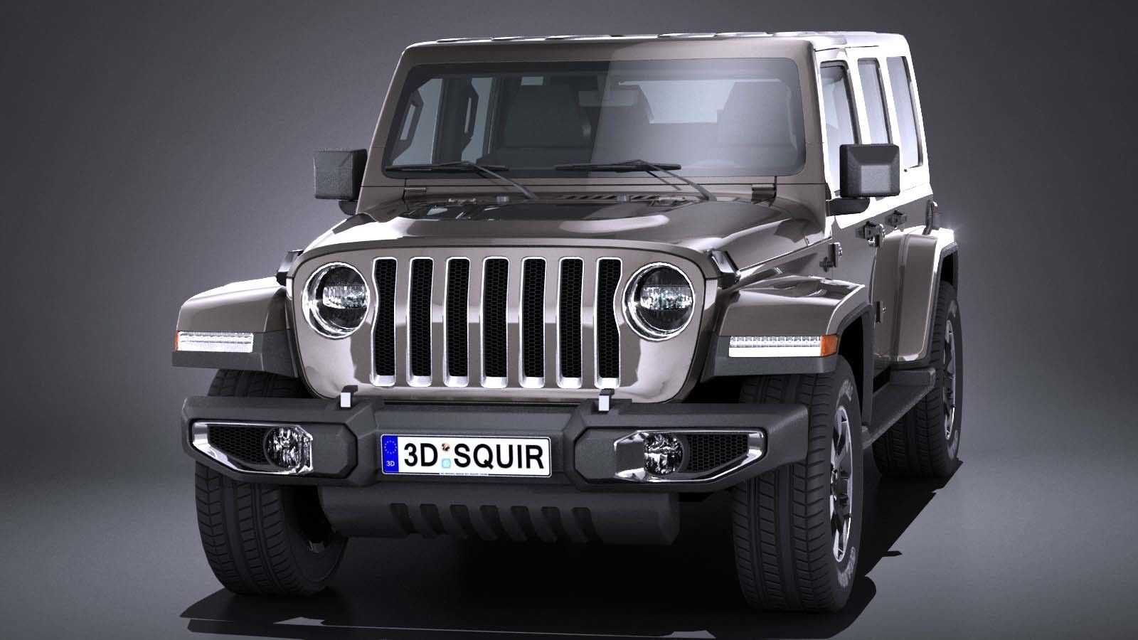 LowPoly Jeep Wrangler Sahara 2018 Low-poly 3D model_1