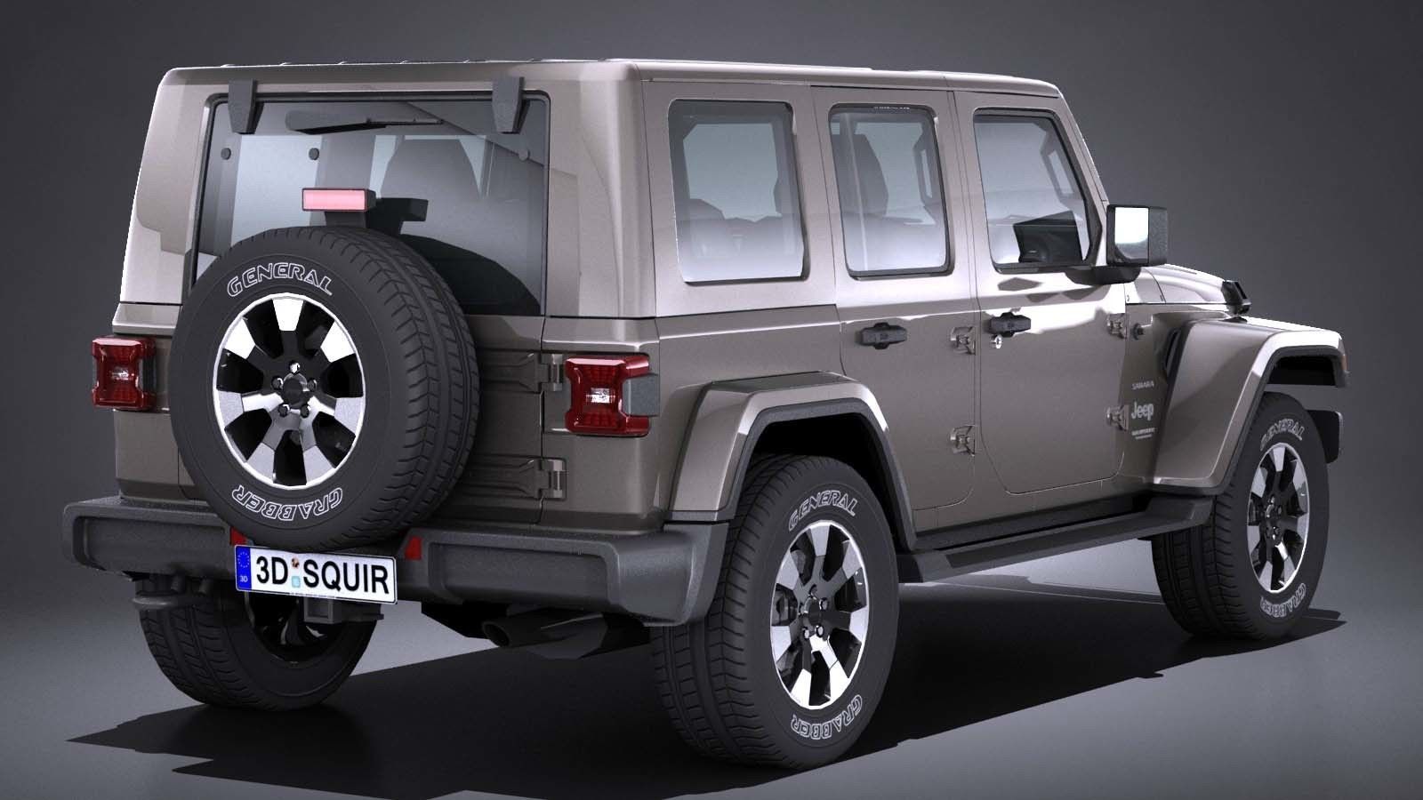 LowPoly Jeep Wrangler Sahara 2018 Low-poly 3D model_5