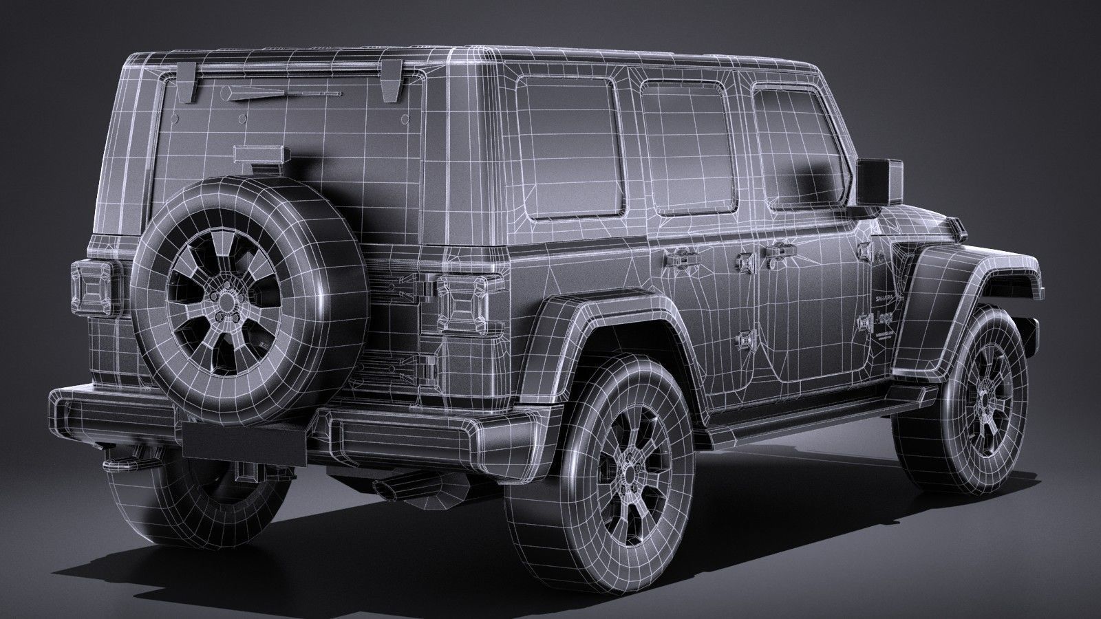 LowPoly Jeep Wrangler Sahara 2018 Low-poly 3D model_16