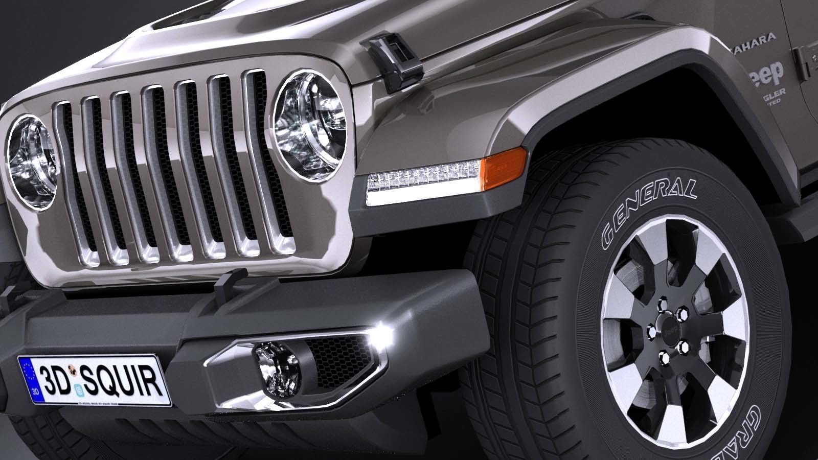 LowPoly Jeep Wrangler Sahara 2018 Low-poly 3D model_2