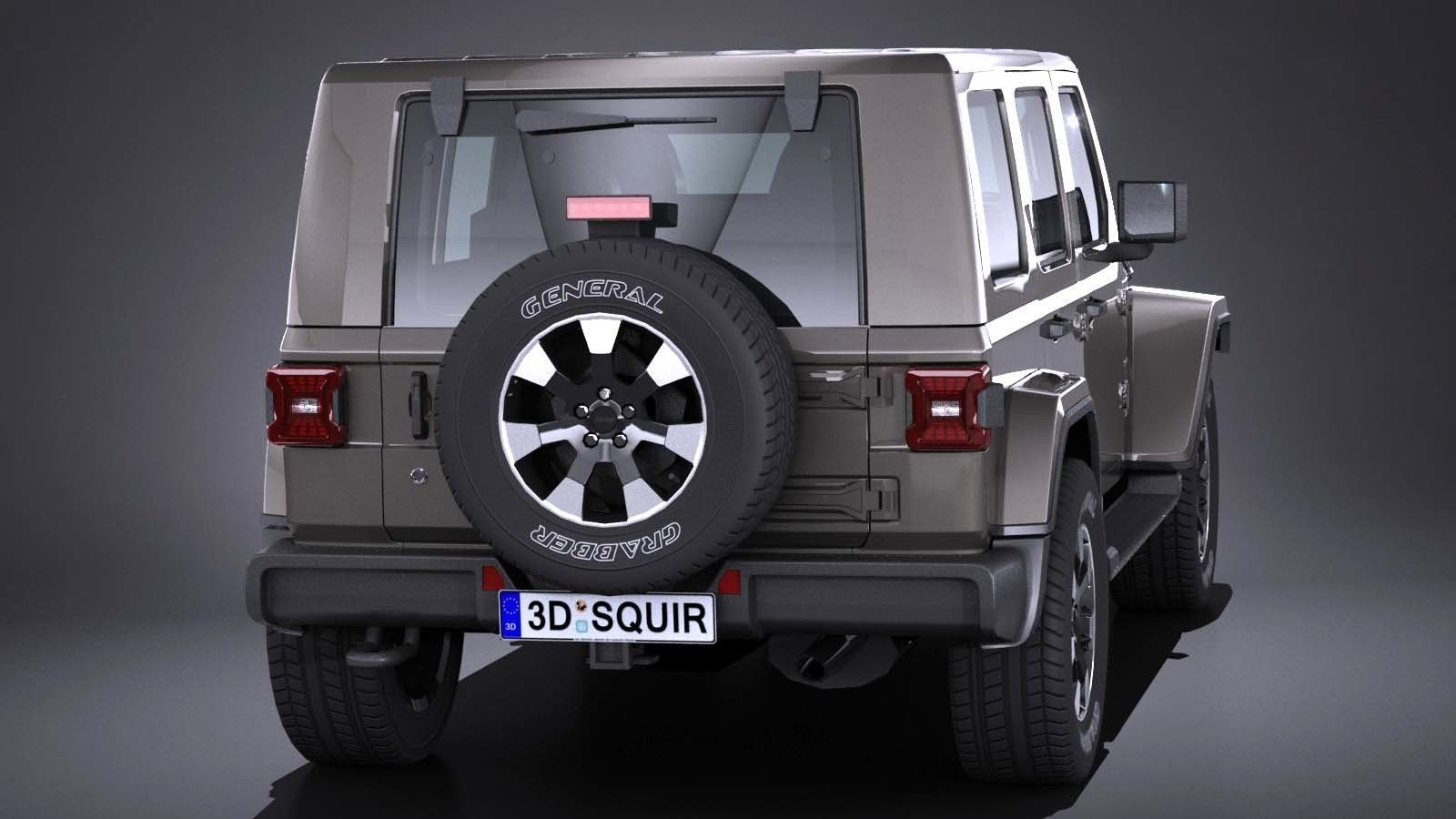 LowPoly Jeep Wrangler Sahara 2018 Low-poly 3D model_4