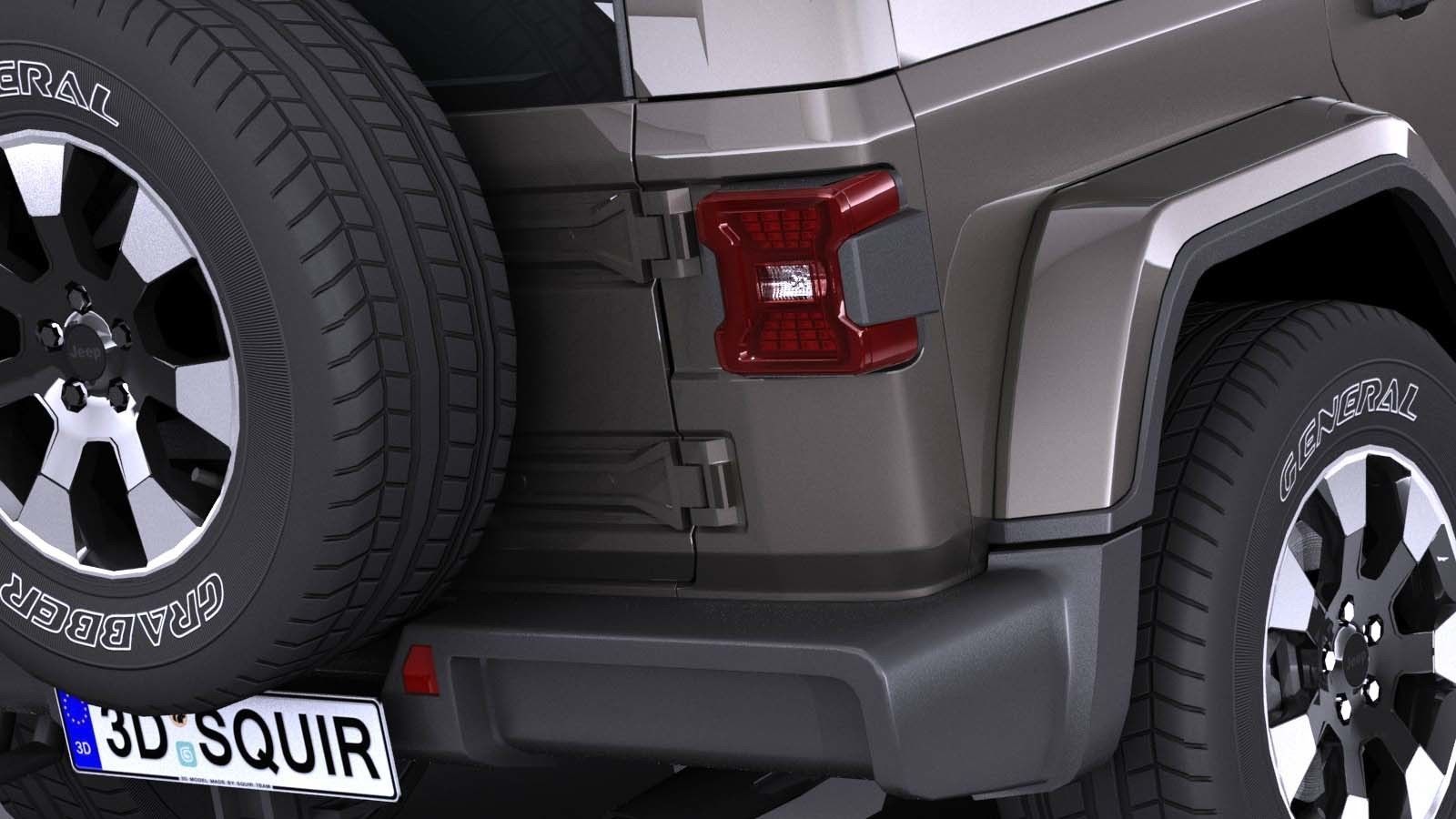 LowPoly Jeep Wrangler Sahara 2018 Low-poly 3D model_3