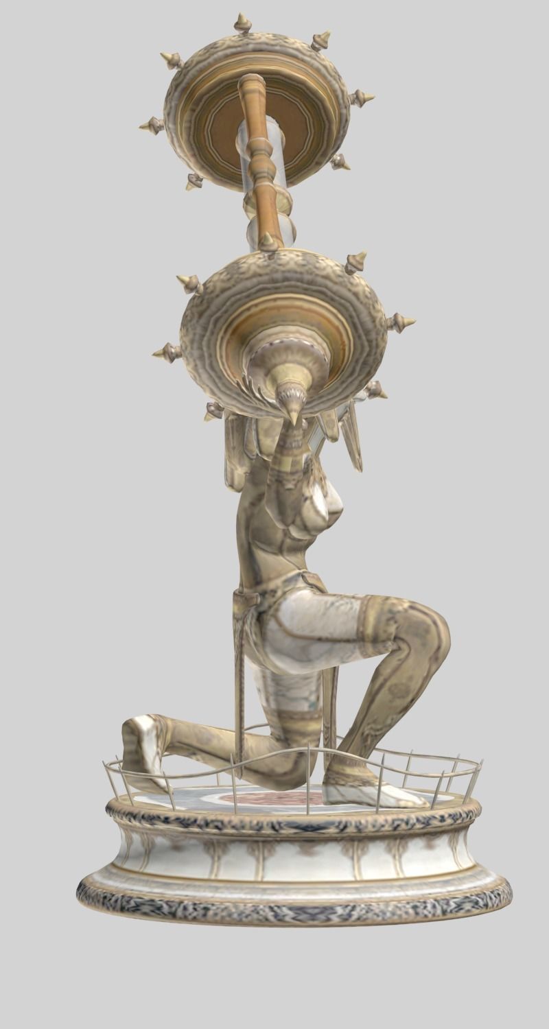 status legend of zelda person statue Low-poly 3D model_3