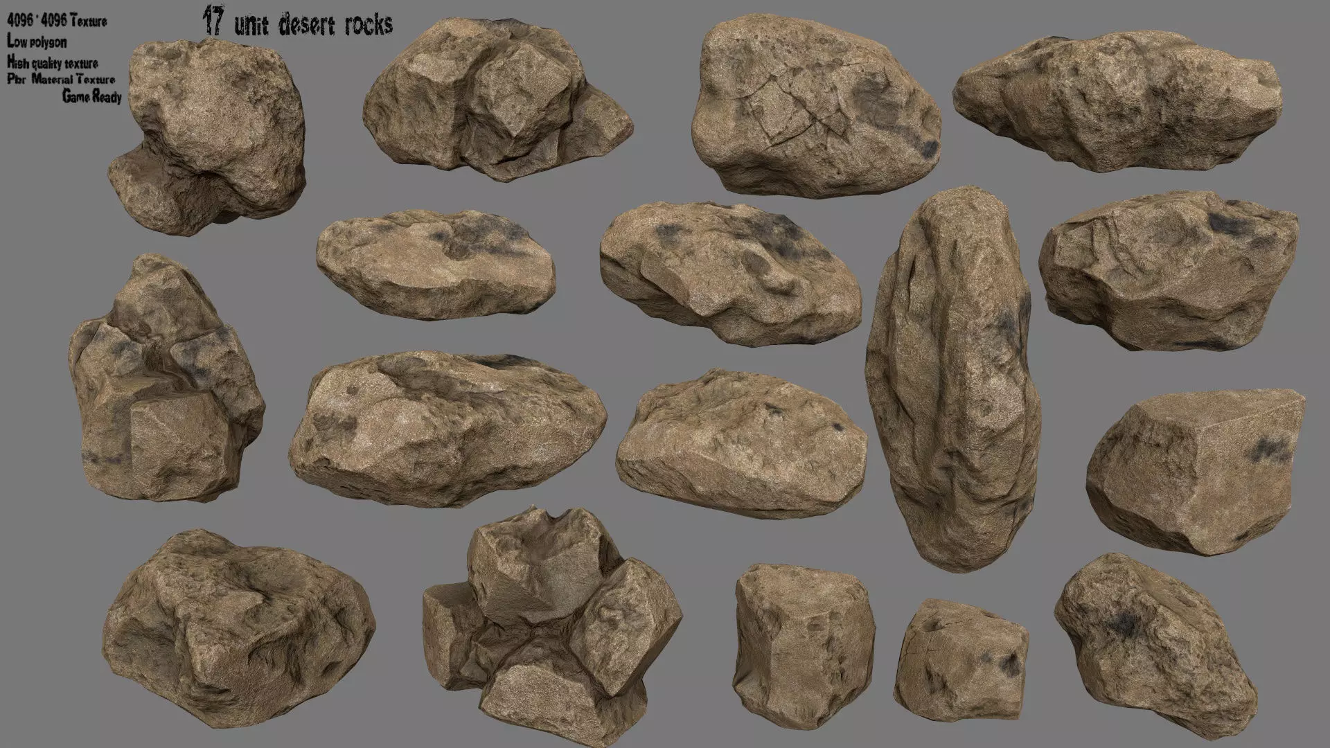 desert rocks Low-poly 3D model_0