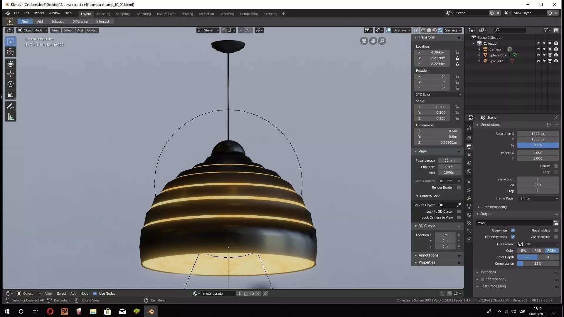 Lamp modeled in blender Free 3D model
