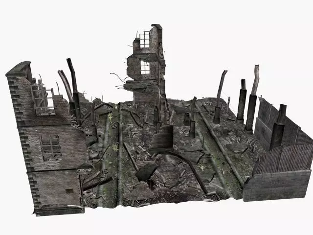 ruined city  Low-poly 3D model_0