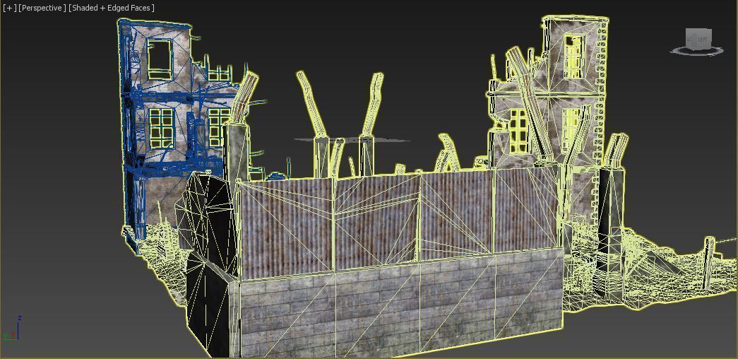 ruined city  Low-poly 3D model_1