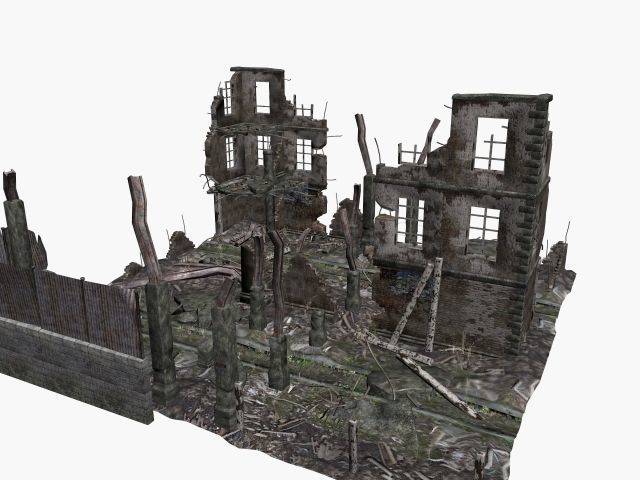 ruined city  Low-poly 3D model_2