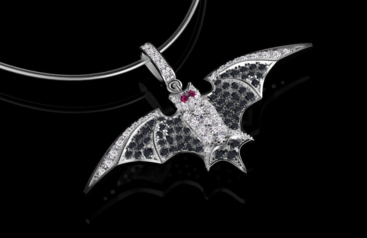 bat pendant 3D print model_11