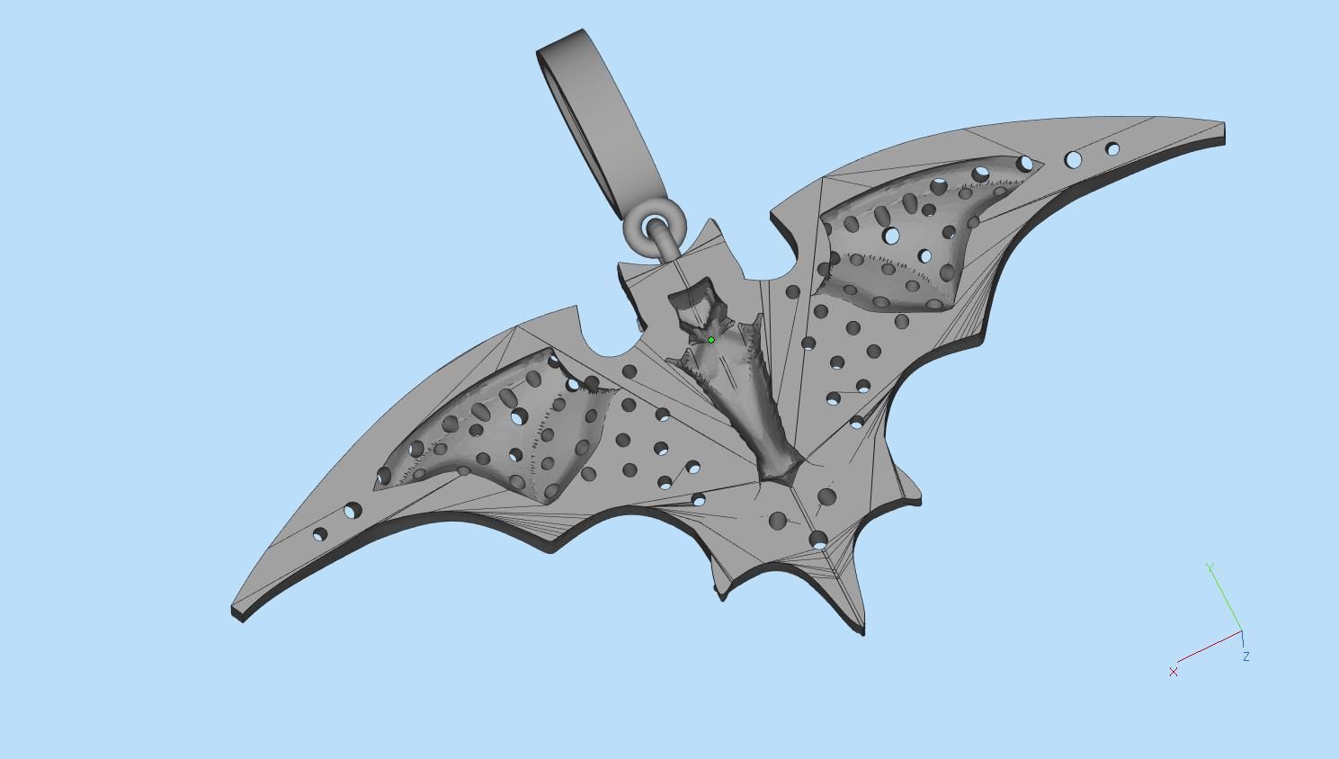 bat pendant 3D print model_35